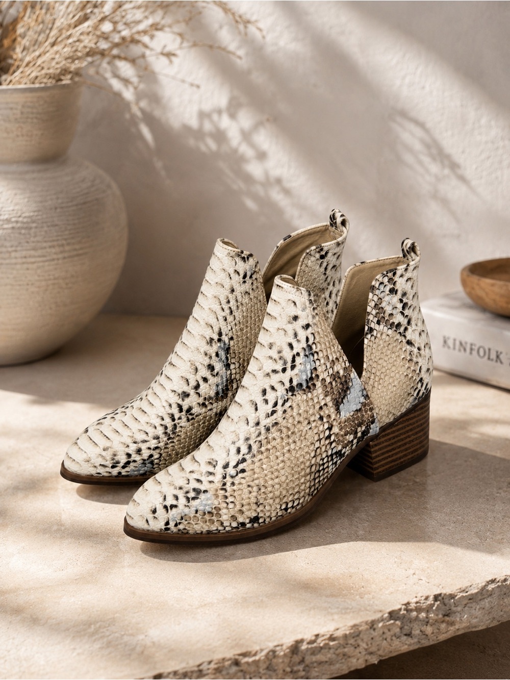 CL by Chinese Laundry Snake Print Cutout Ankle Booties Size 7.5 / 38